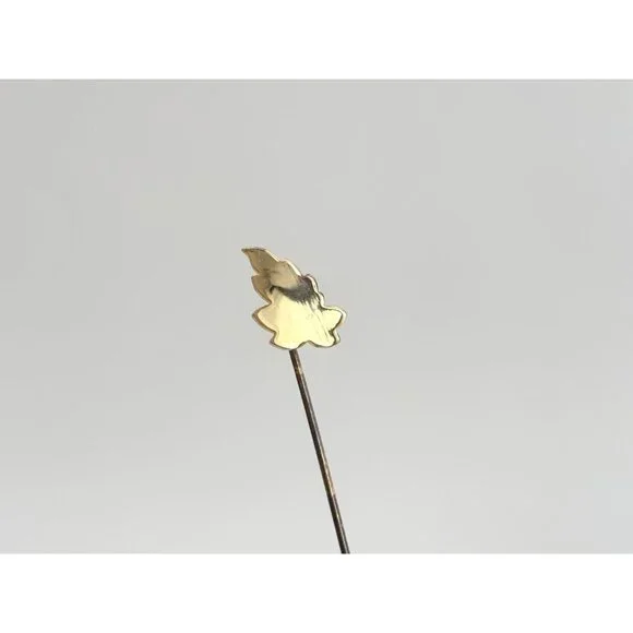 Leaf Shaped Gold Toned Classic Vintage Stick Pin | Hat Pin | Lapel Pin - Picture 2 of 9
